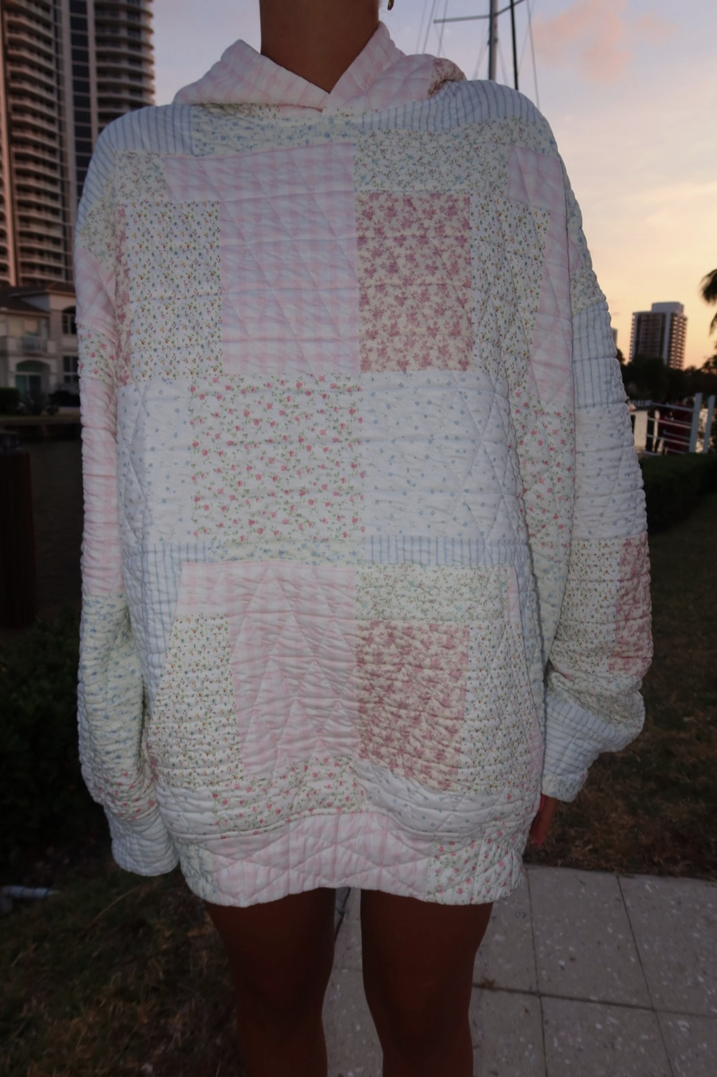 Polly-Quilted Pastel Hoodie