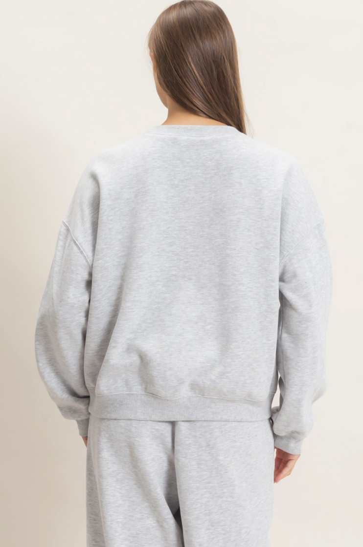 Tiffany-Floral Applique Crew Neck Sweatshirt