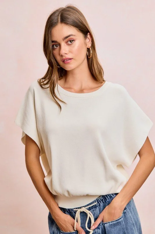 Betty-Short Dolman Sleeves Knit Top