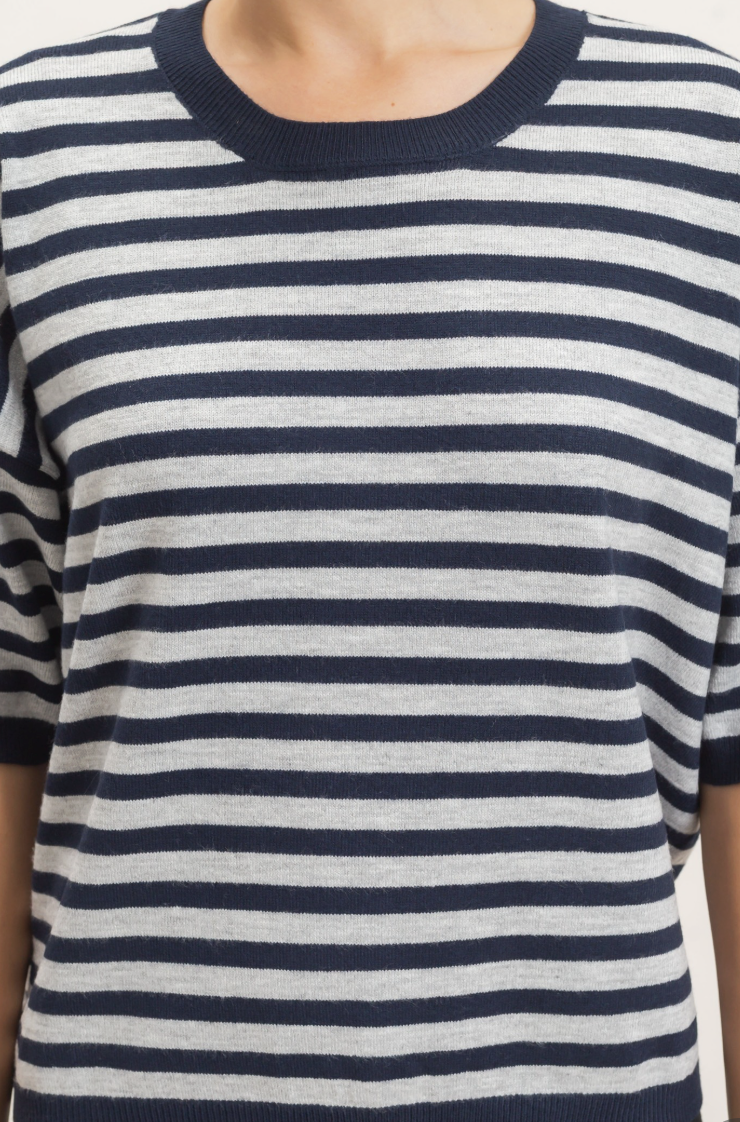 Abby-Striped Crew Neck Sweater