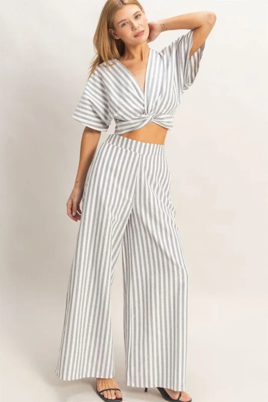 Kelsey - Striped Sleek Front Pant