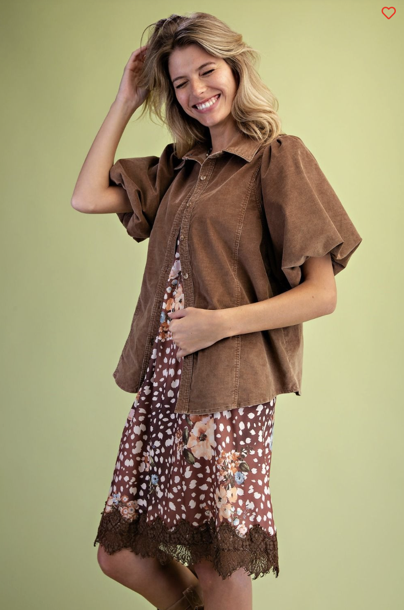 Baby Corduroy Blouse in Mocha