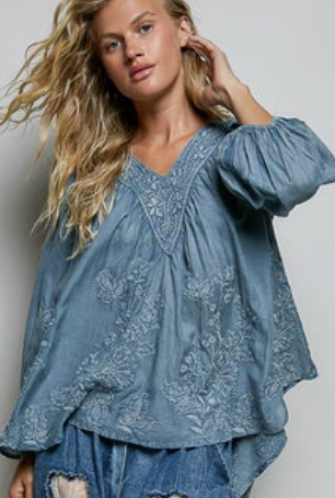 Bethany-Floral Embroidered Blouse