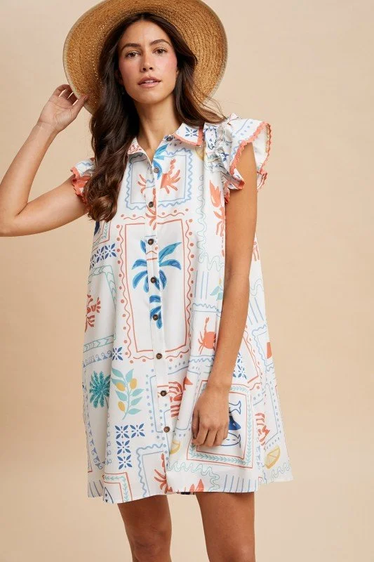 Eloise-Coastal Motif Mini Dress