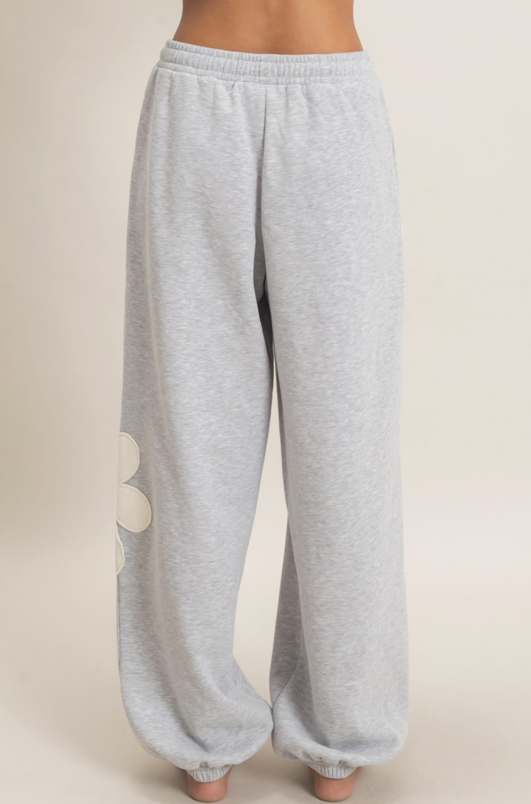 Tiffany-Floral Applique Drawstring Joggers