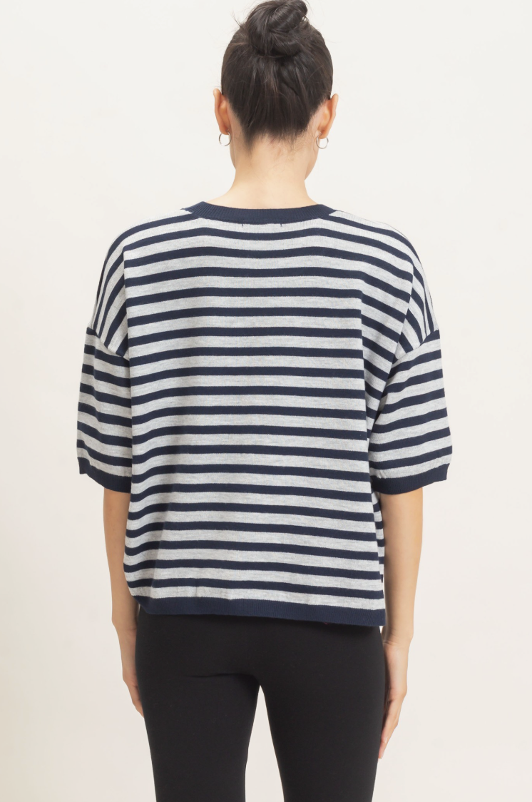 Abby-Striped Crew Neck Sweater