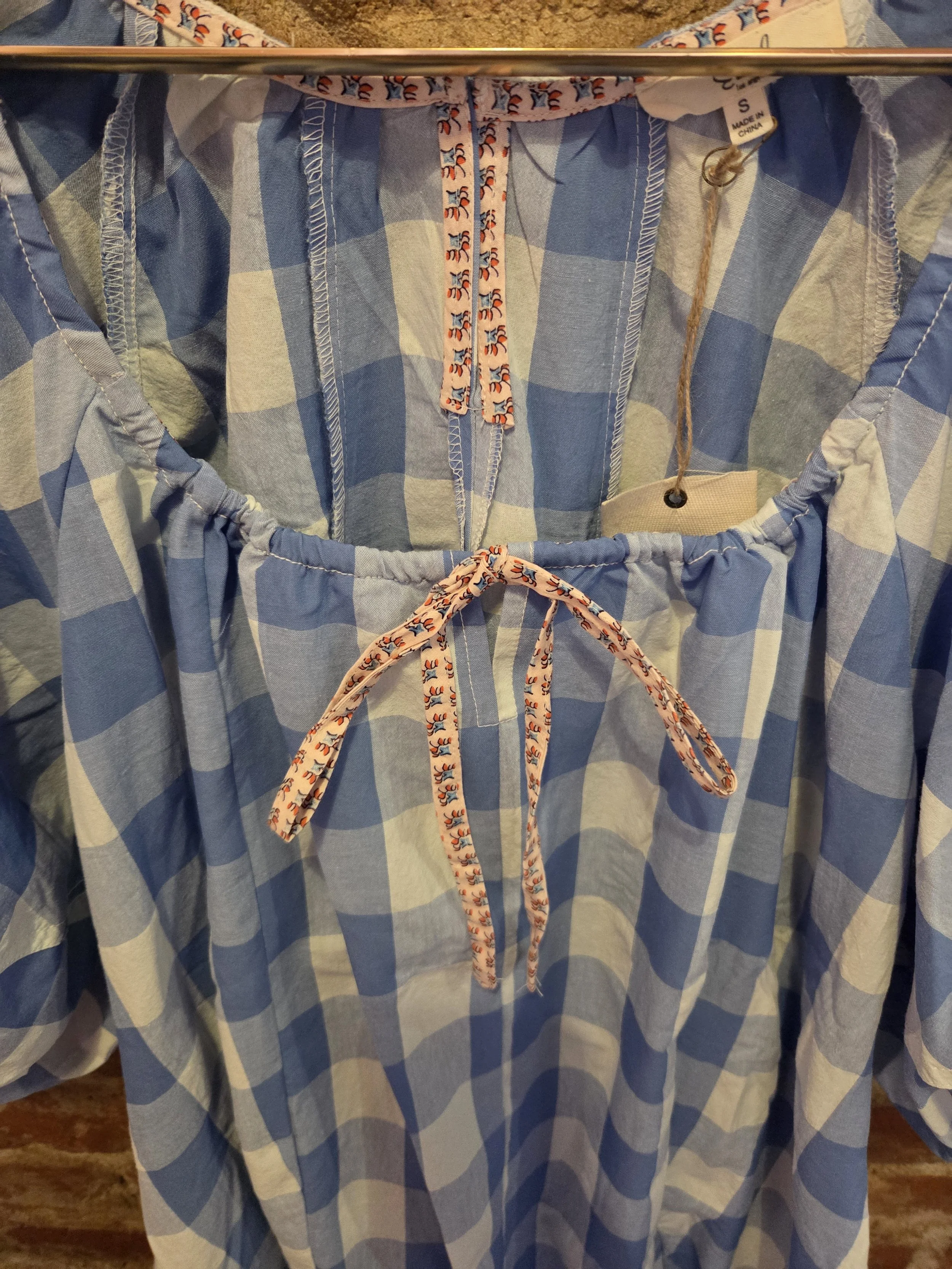 Blue and White Gingham Maxi Dress