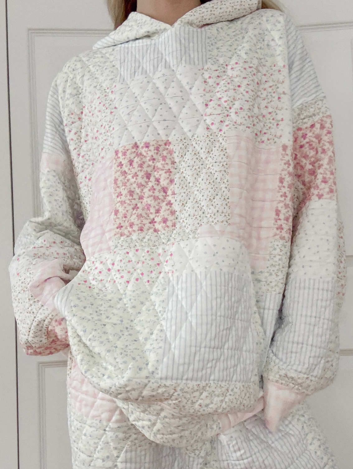 Polly-Quilted Pastel Hoodie