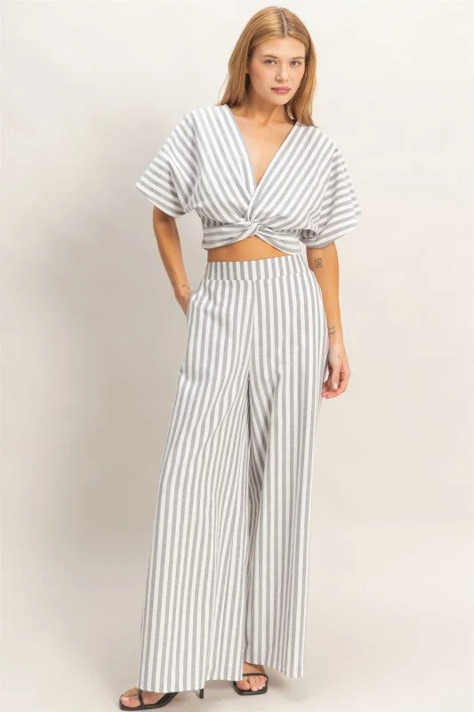 Kelsey - Striped Sleek Front Pant