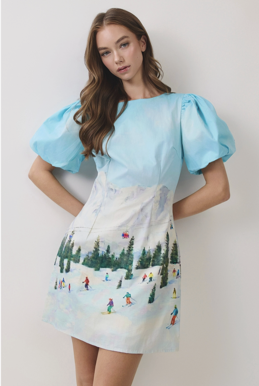 Aspen-Scenic Ski Print Mini Dress