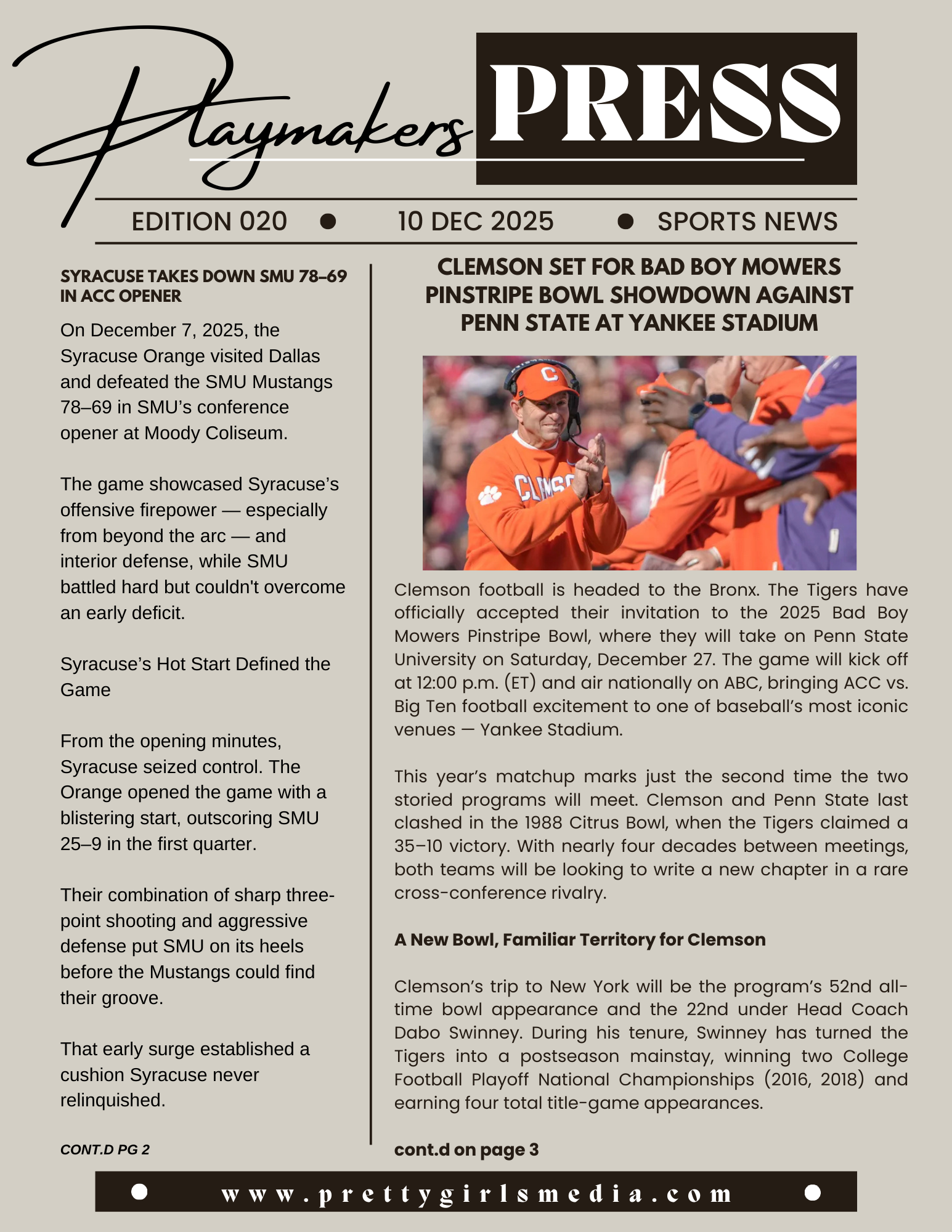 The Playmakers Press, Ed. 20