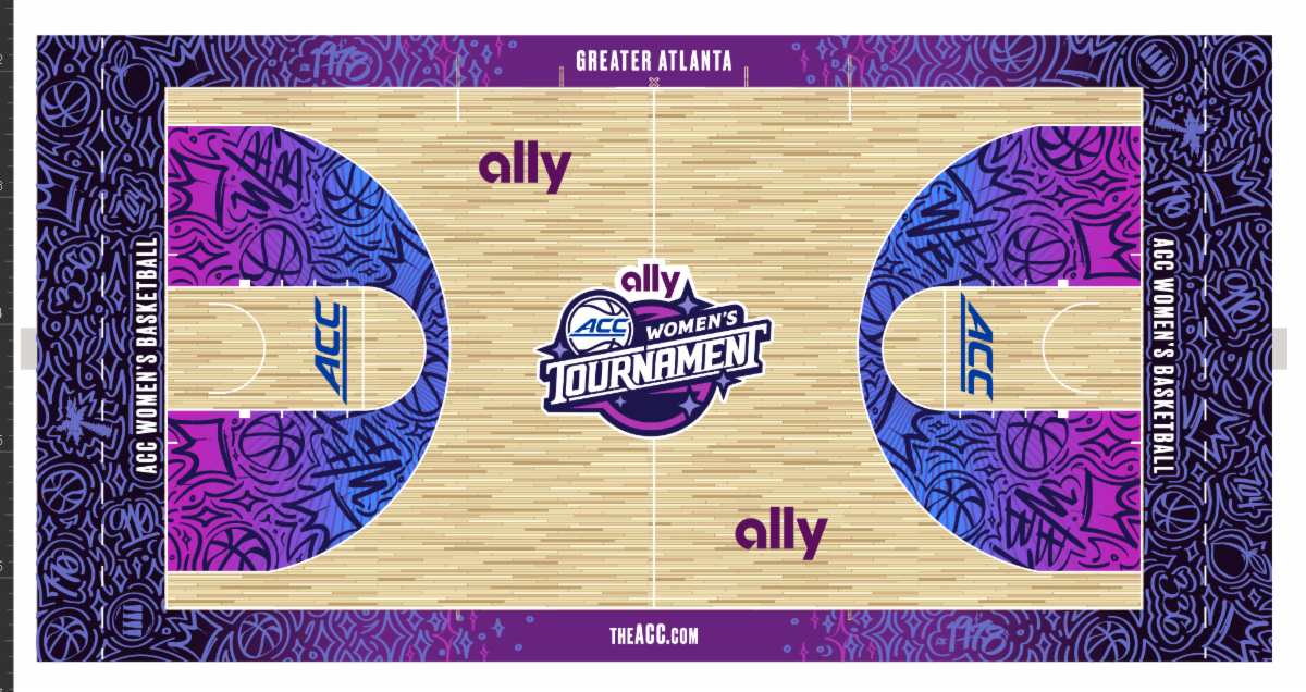 ACC Reveals Bold New Court Design for 2026 Ally ACC Women’s Basketball Tournament