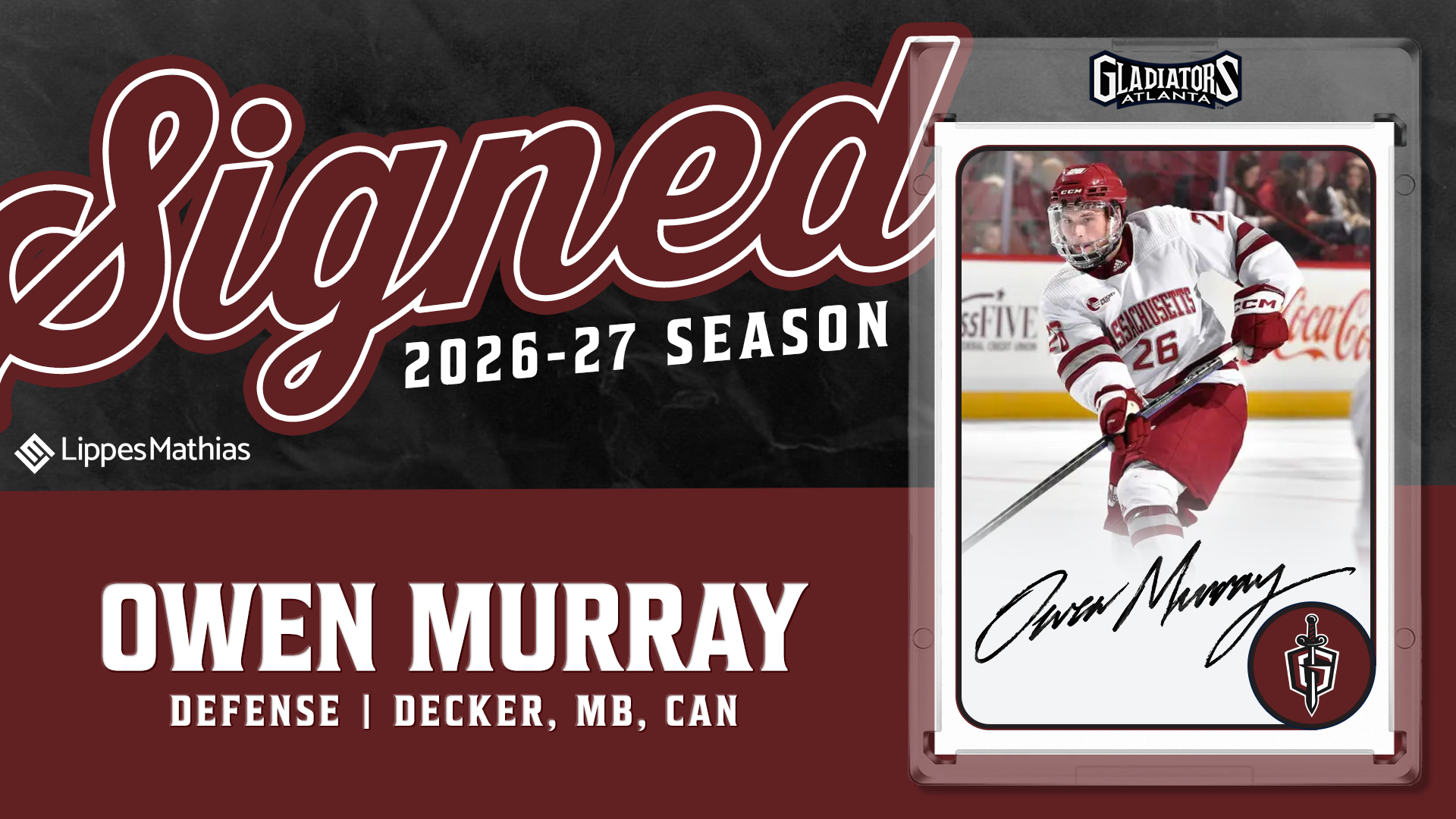 Gladiators Sign Defenseman Owen Murray