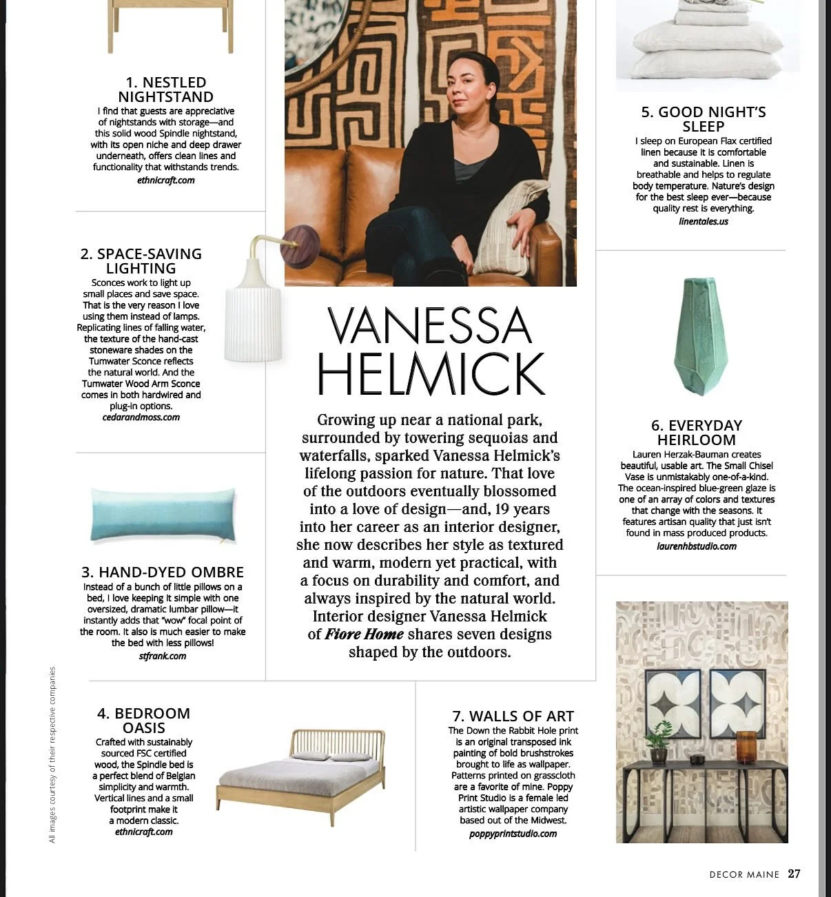 Thanks @decormaine for featuring me! I shared my top picks in this month's design issue, with a special spotlight on Ethnicraft. As the exclusive retailer for this brand in Maine, I'm excited to share my finds. I'm currently at high point furniture m