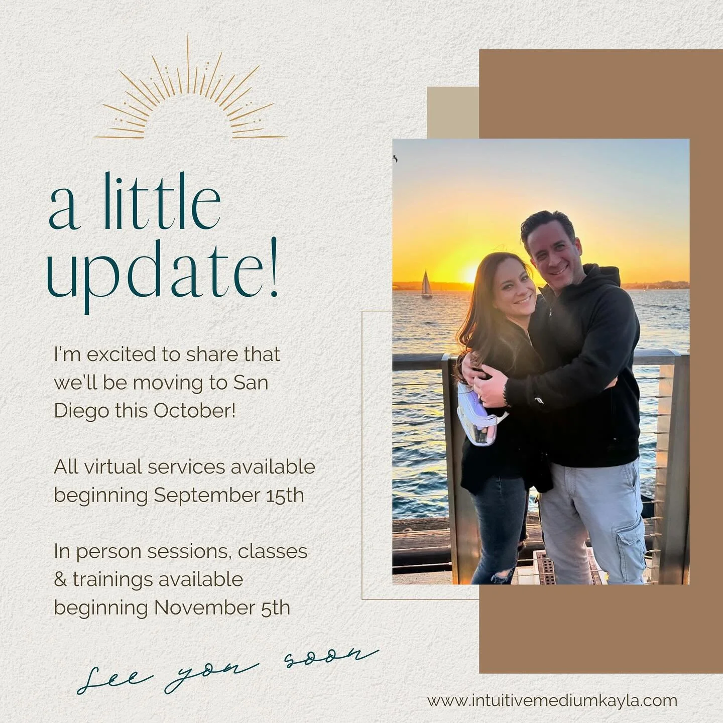 Life update! Excited to be getting back into the groove. If you&rsquo;d like to book in September, please DM or visit the link in bio. Much love, everyone! ☀️