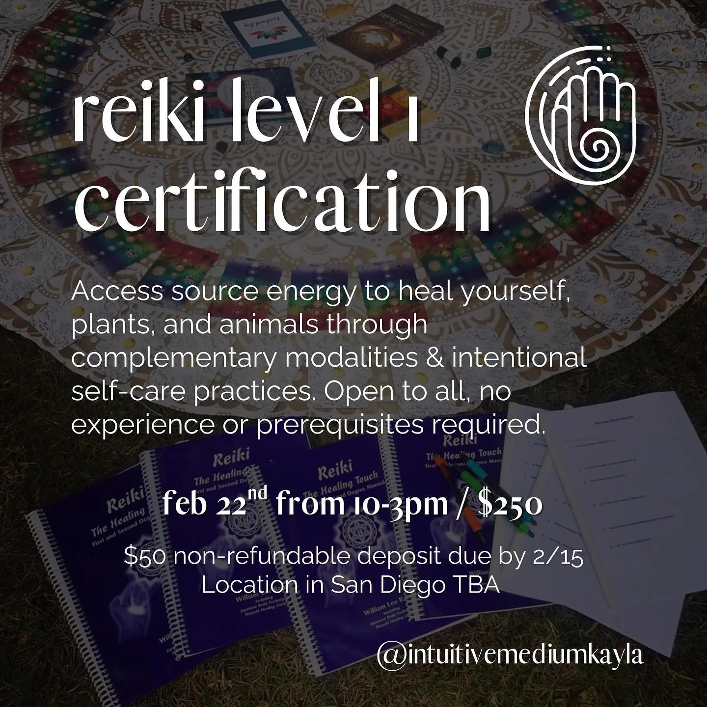 I&rsquo;m so excited to be diving back into certifications next year! Read below to learn more about Reiki 1 Training and all that it includes. PS - Stay tuned for more exciting updates this spring&hellip; I&rsquo;ve been working on something behind 