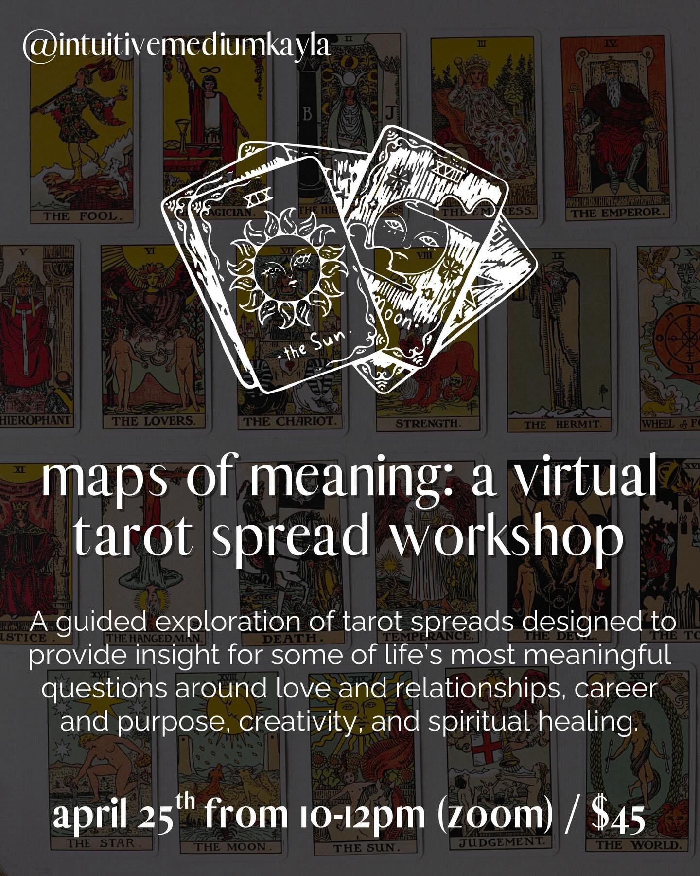 If you&rsquo;ve been wanting to feel more confident and connected in your tarot readings or personal practice, this workshop is for you! 🤍

The heart of this class revolves around working intentionally with spreads &mdash; because spreads aren&rsquo