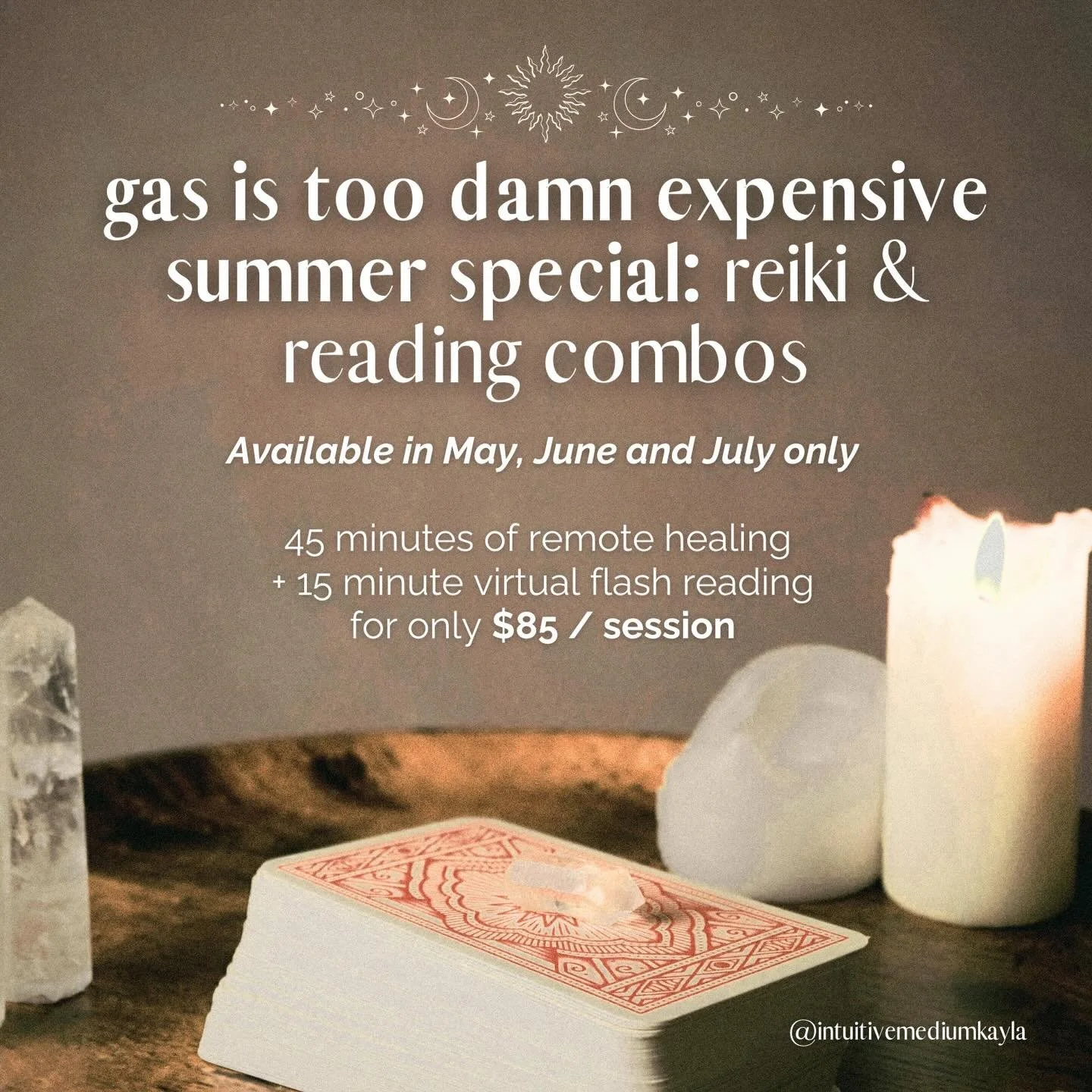 With my services and classes shifting to virtual for the time being, I wanted to &ldquo;read the room&rdquo; and offer a little summer special. I know times are heavy, so if you&rsquo;ve been craving the benefits of Reiki healing or tarot readings wi