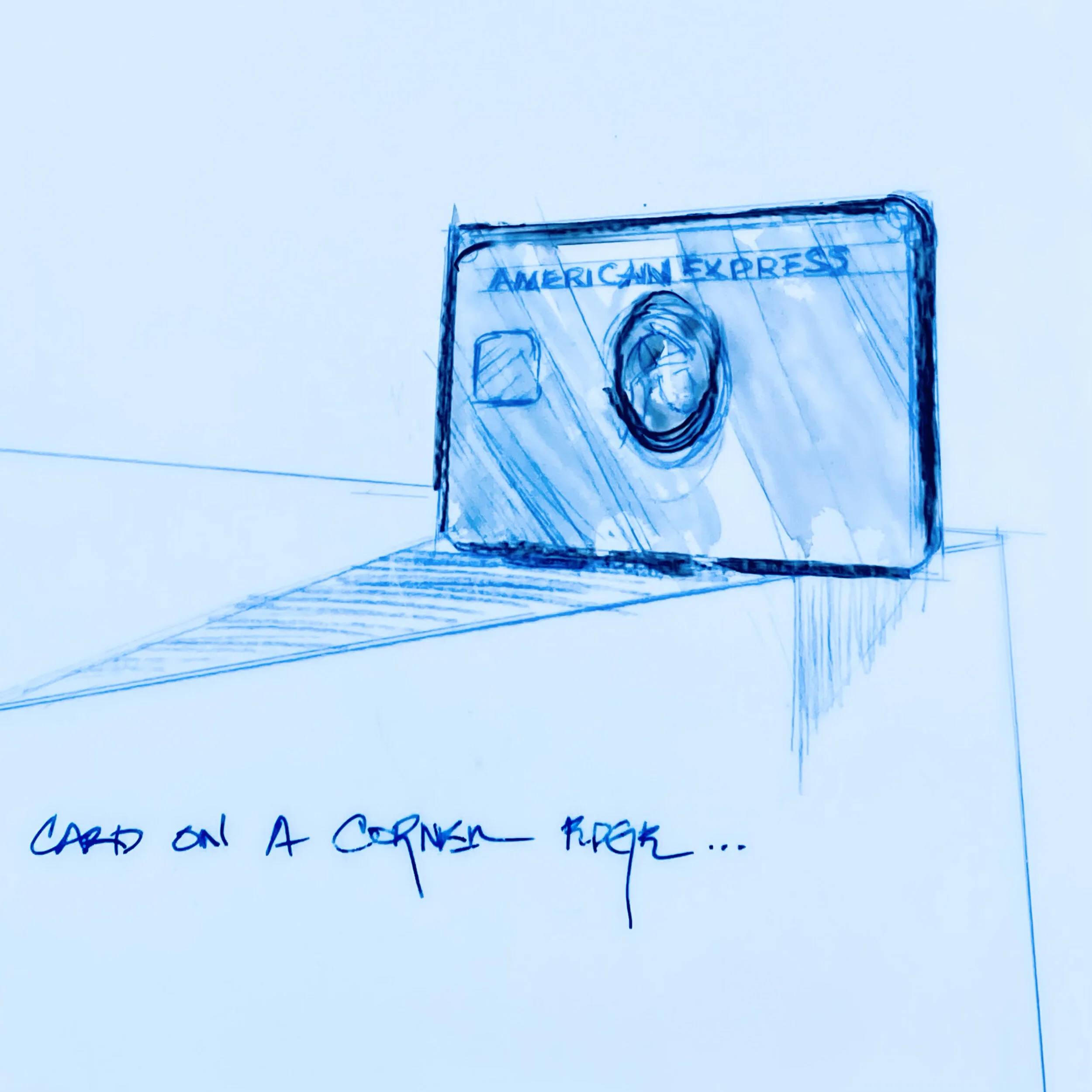 There are endless possibilities for artful and powerful compositions for the Platinum Card. Enclosed are a few sketches for angle exploration. The best approach would be for me to do an exploratory shoot with the card to determine new angles. This wo