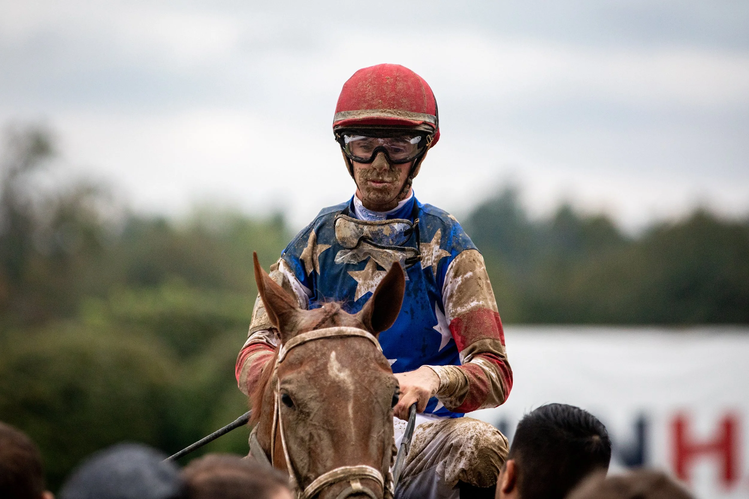 Florent Geroux and Girl With a Dream after the Spinaway, 2021
