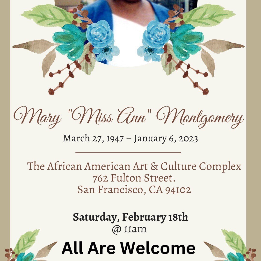 Please spread the word in the communty. This is going to be a full community celebration in honor of my mother&rsquo;s life and wiil take place 2/18/2023 at the @aaaculturecomplex .