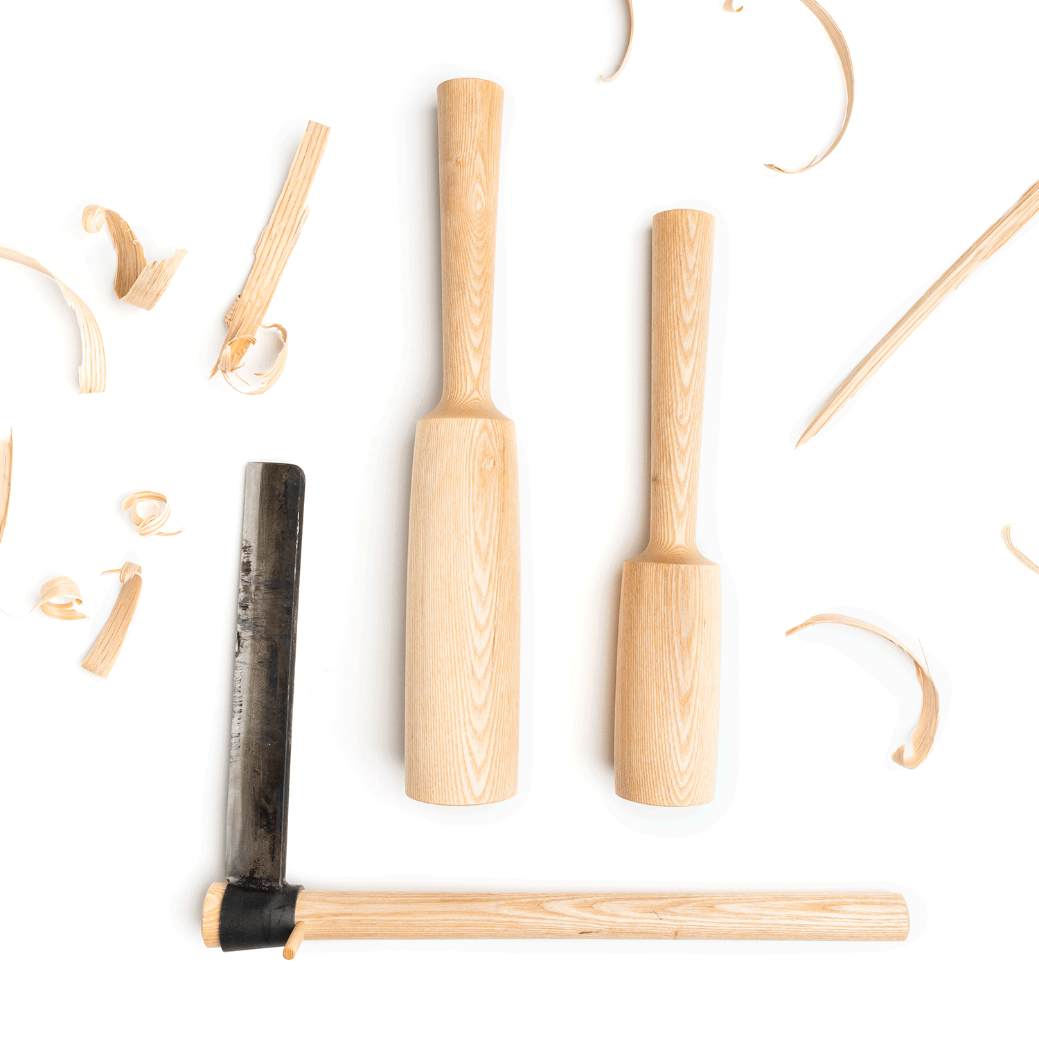 gif of Rachel Kedinger and Mary Ellen Hitt froe and mallets on white background. Images by LOAM.