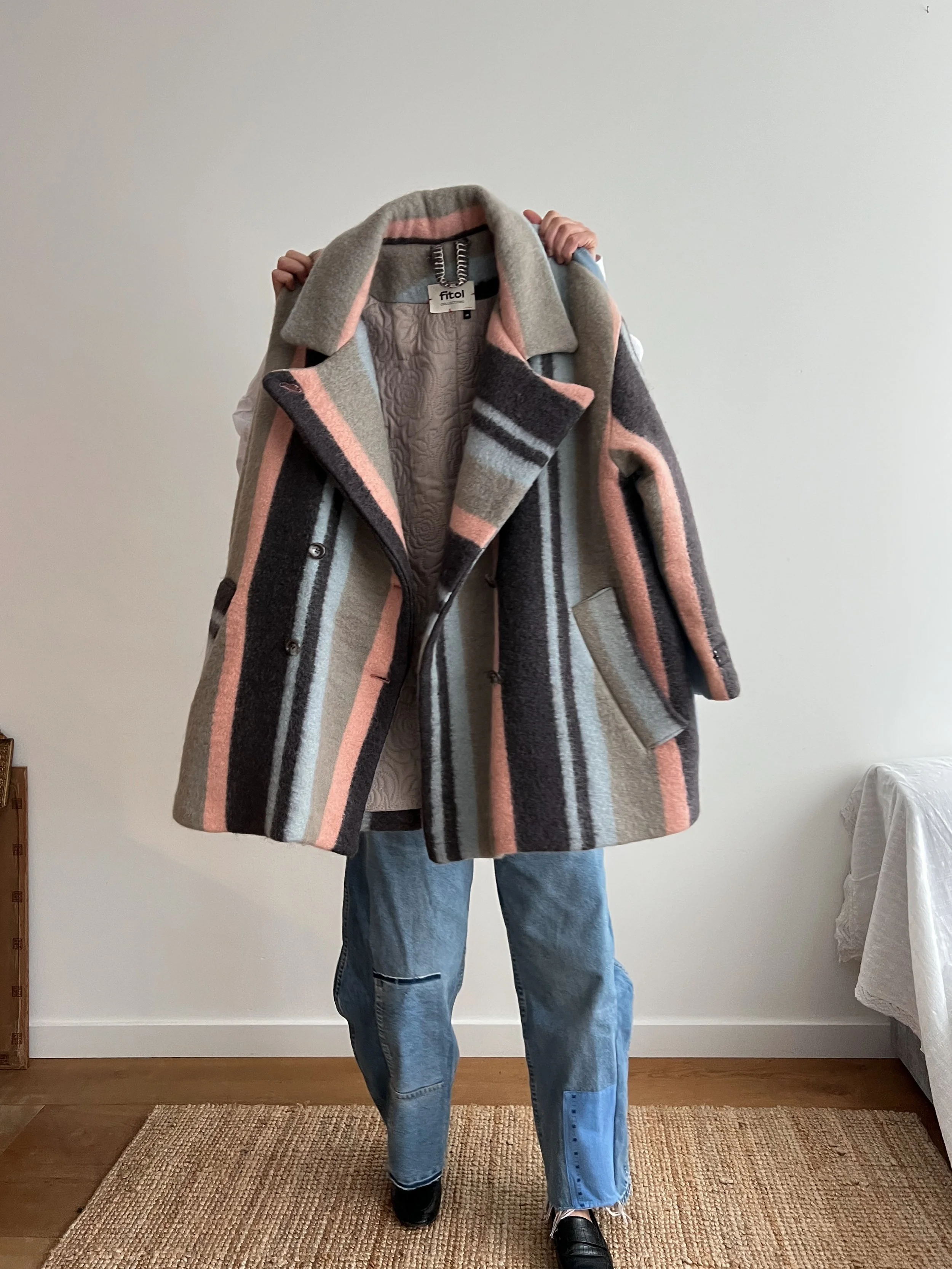 Our "STRIPES & ROSES"  100% wool SHORT BLAZER - COAT - M