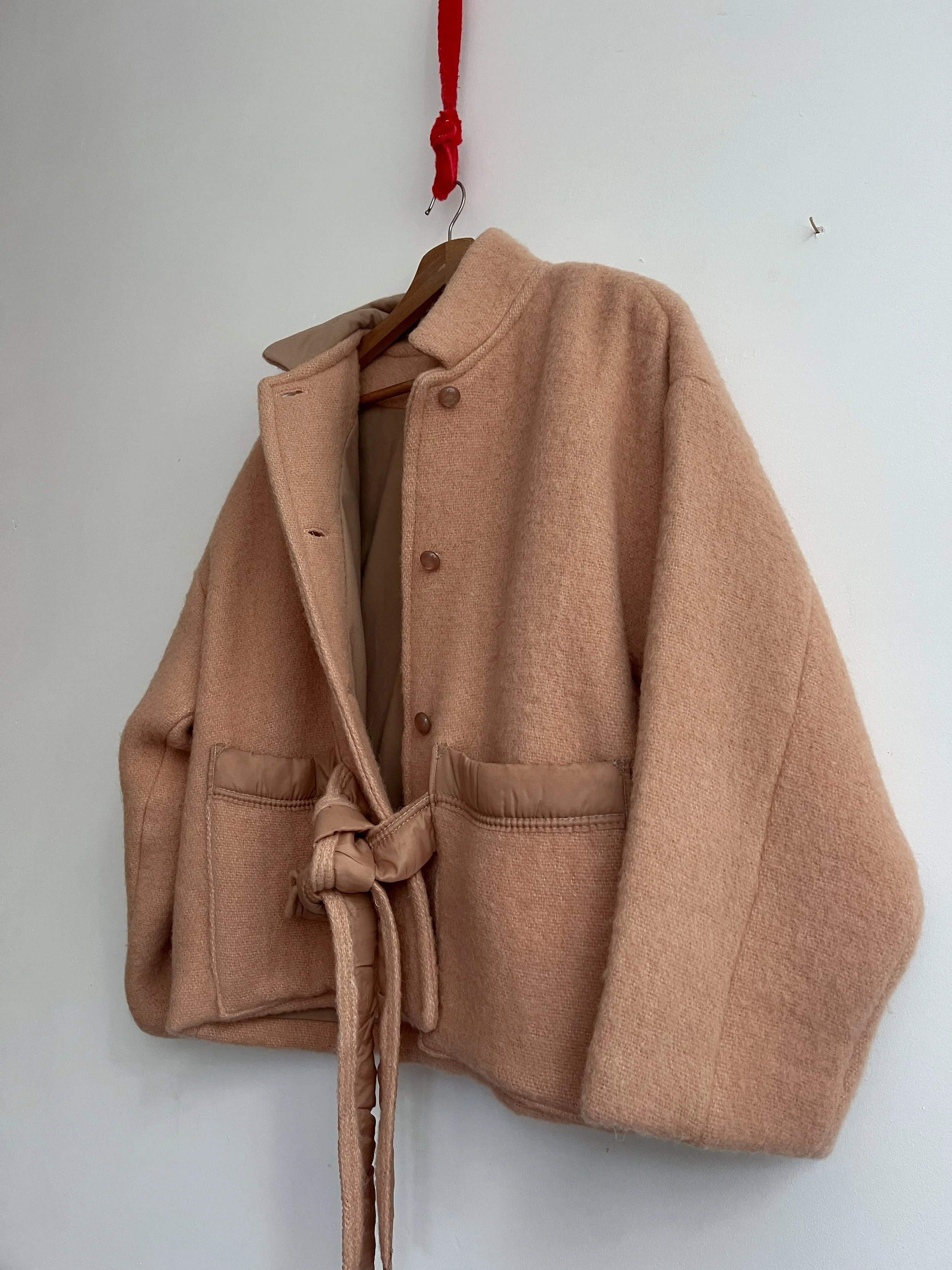 Our "PEACHY CAMEL"  wool Blanket Made COAT - S-