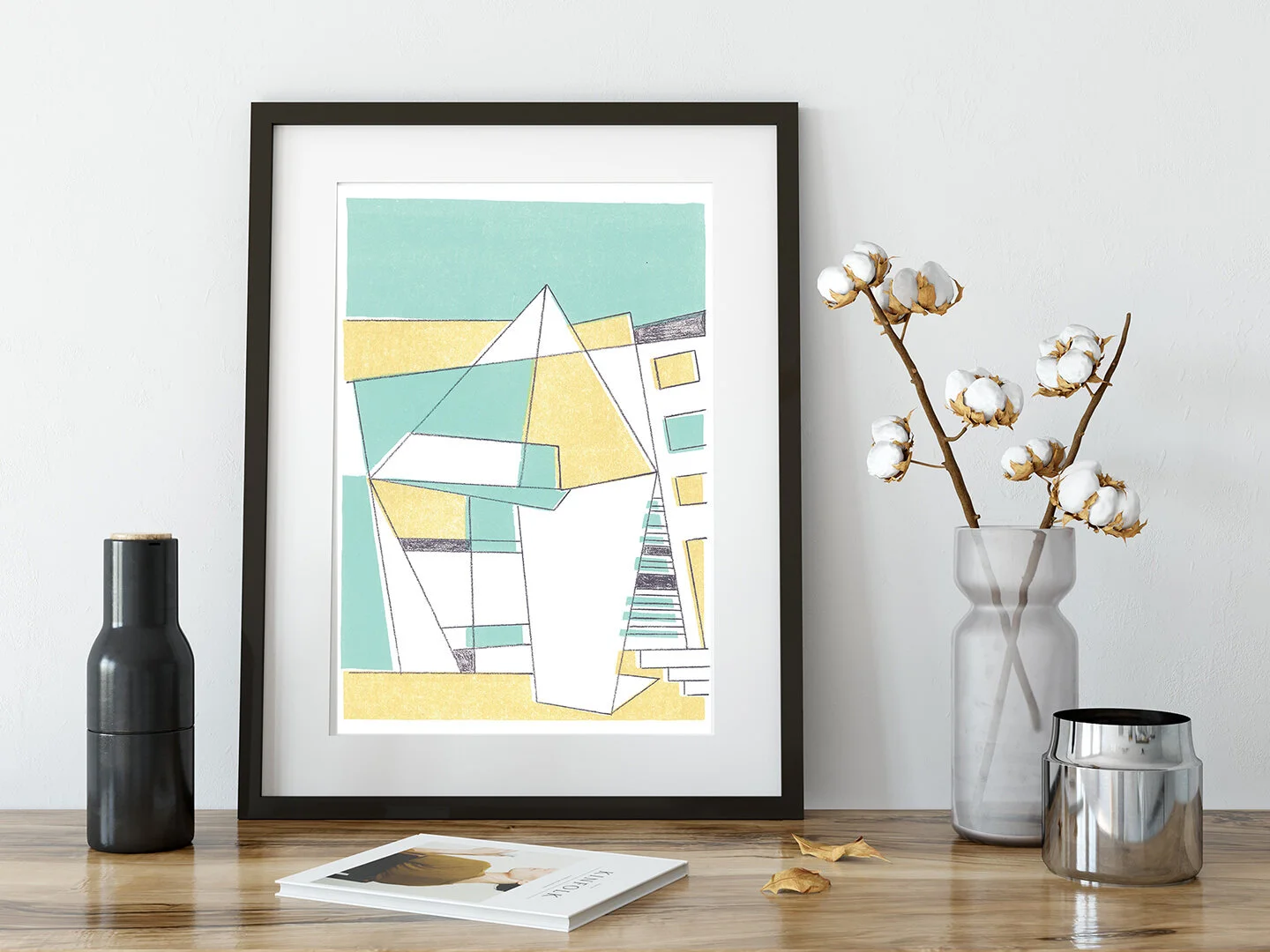 abstract geometric art in a frame