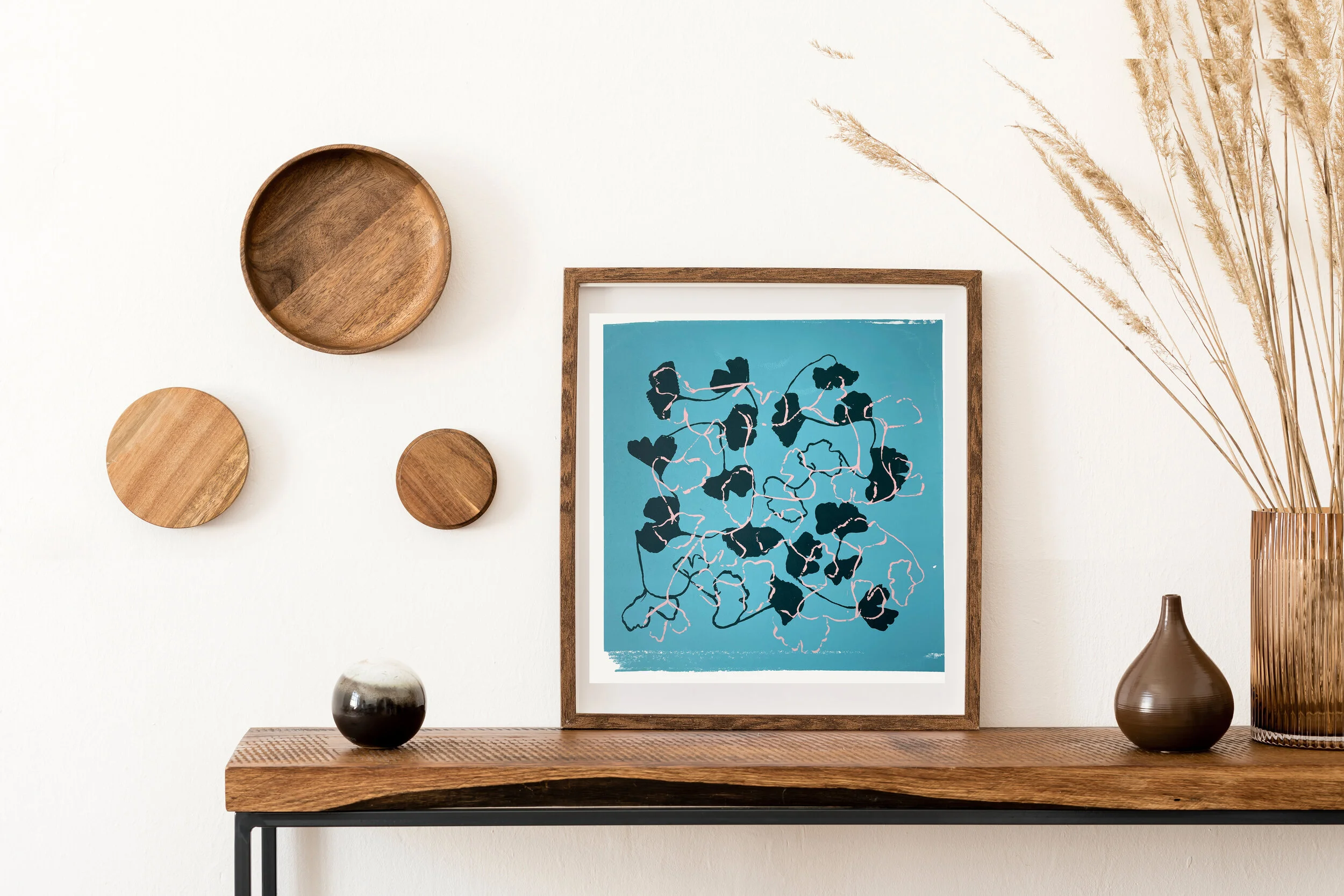 ginkgo leaf art in a frame