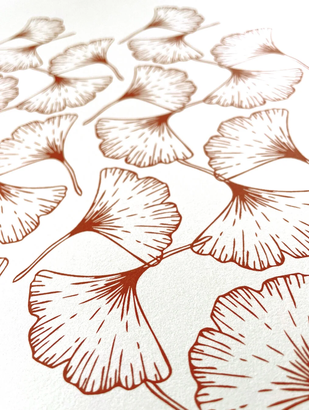 ginkgo leaves orange pattern close up