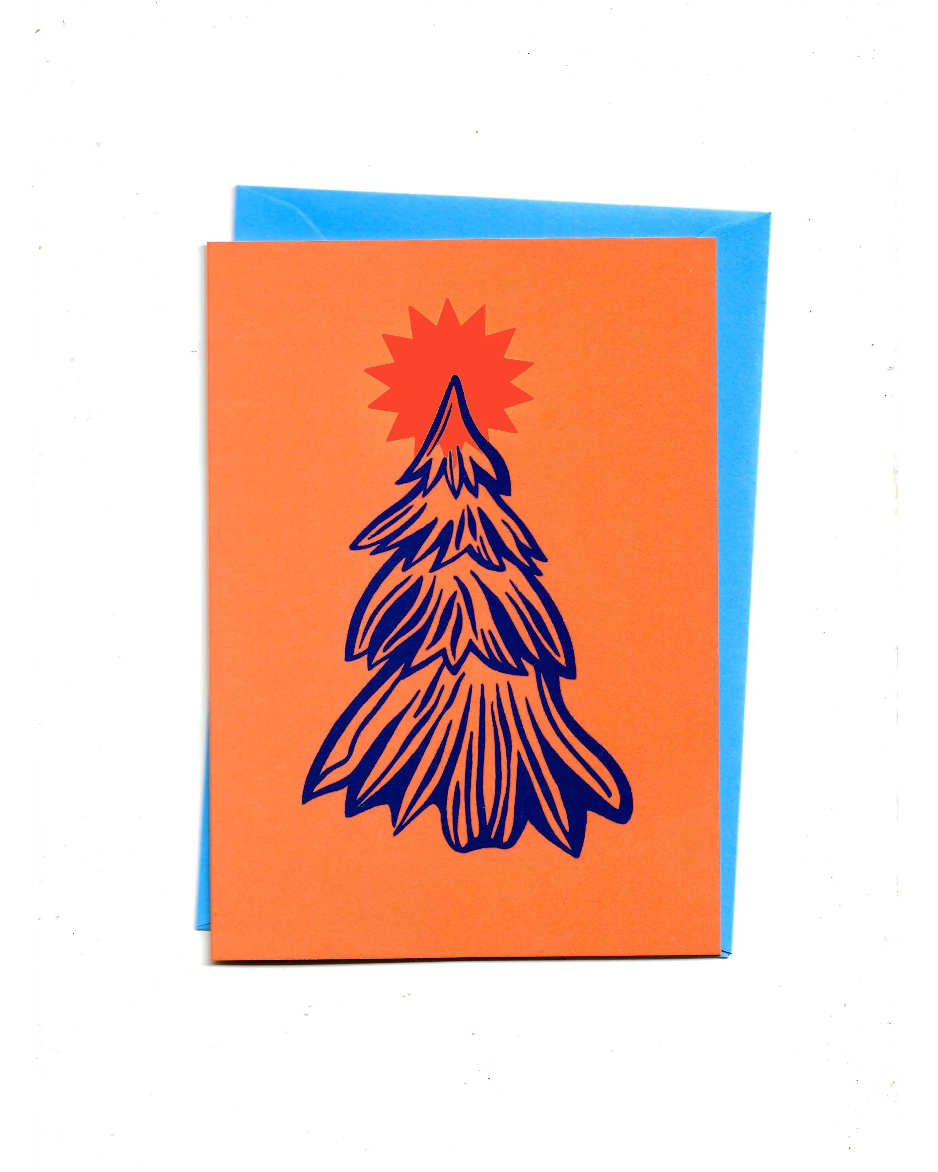 Christmas Tree Blue - Screen printed greeting card.jpg