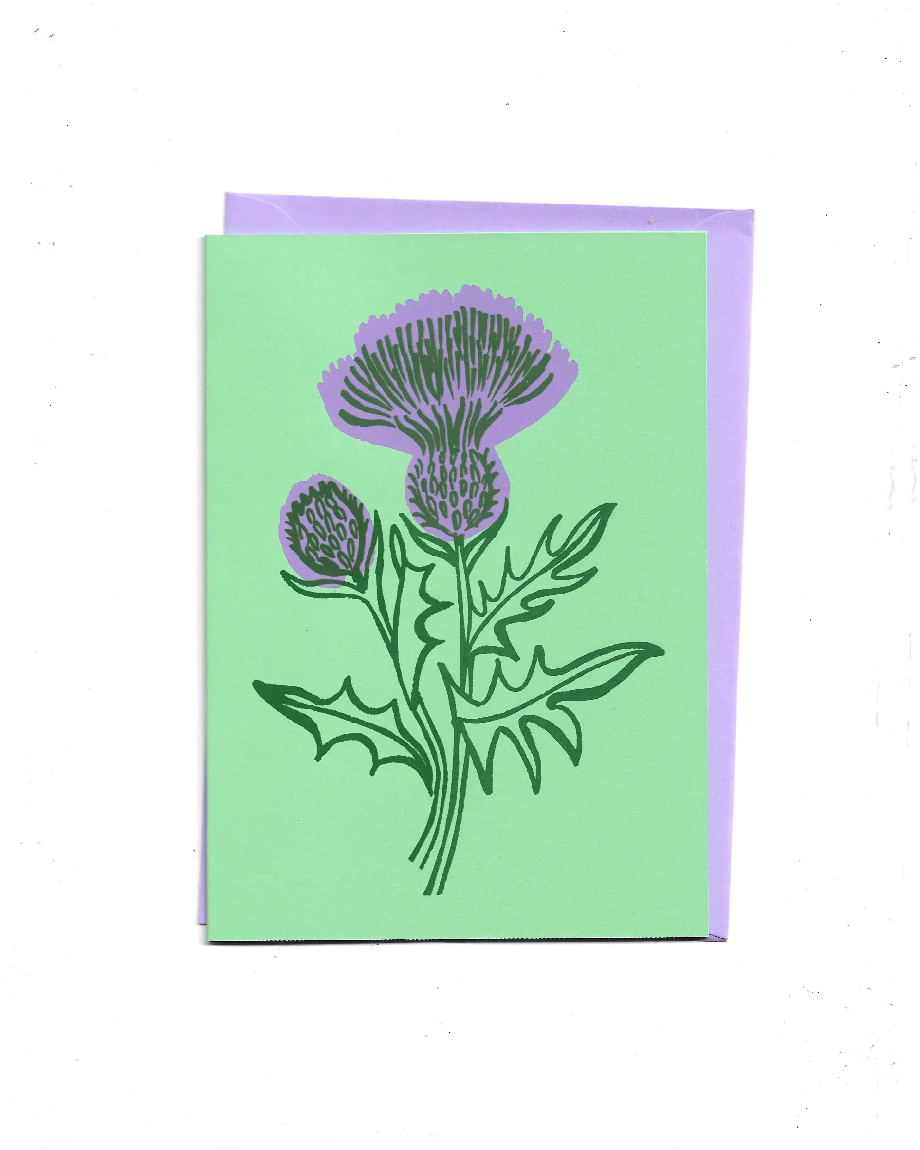 Zoe Murphy screen printed cards - Thistle in green.jpg