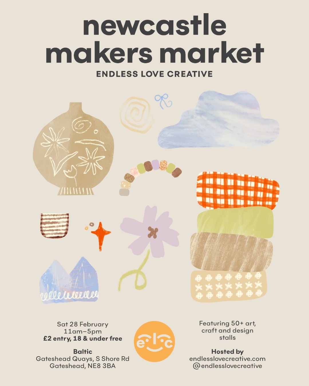 ✨ Woo hoo! Newcastle here we come! ✨

Yes, it's @endlesslovecreative at the one and only @balticgateshead on Saturday 28th February.  Yes, you read that right - we're at the wonderful Baltic Centre for Contemporary Art.  How lucky are we?

Scroll to 