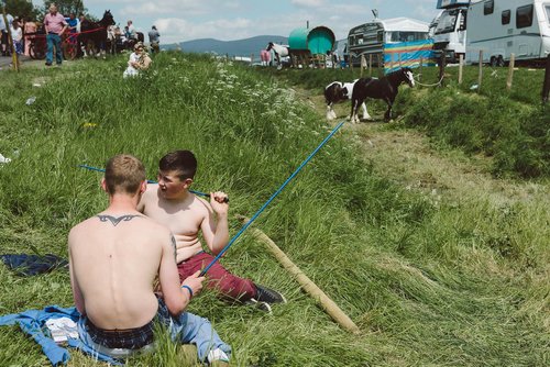 Boys at The Appleby Horse Fair, a significant annual gathering of Gypsies and Travellers in Appleby-in-Westmorland, Cumbria, England