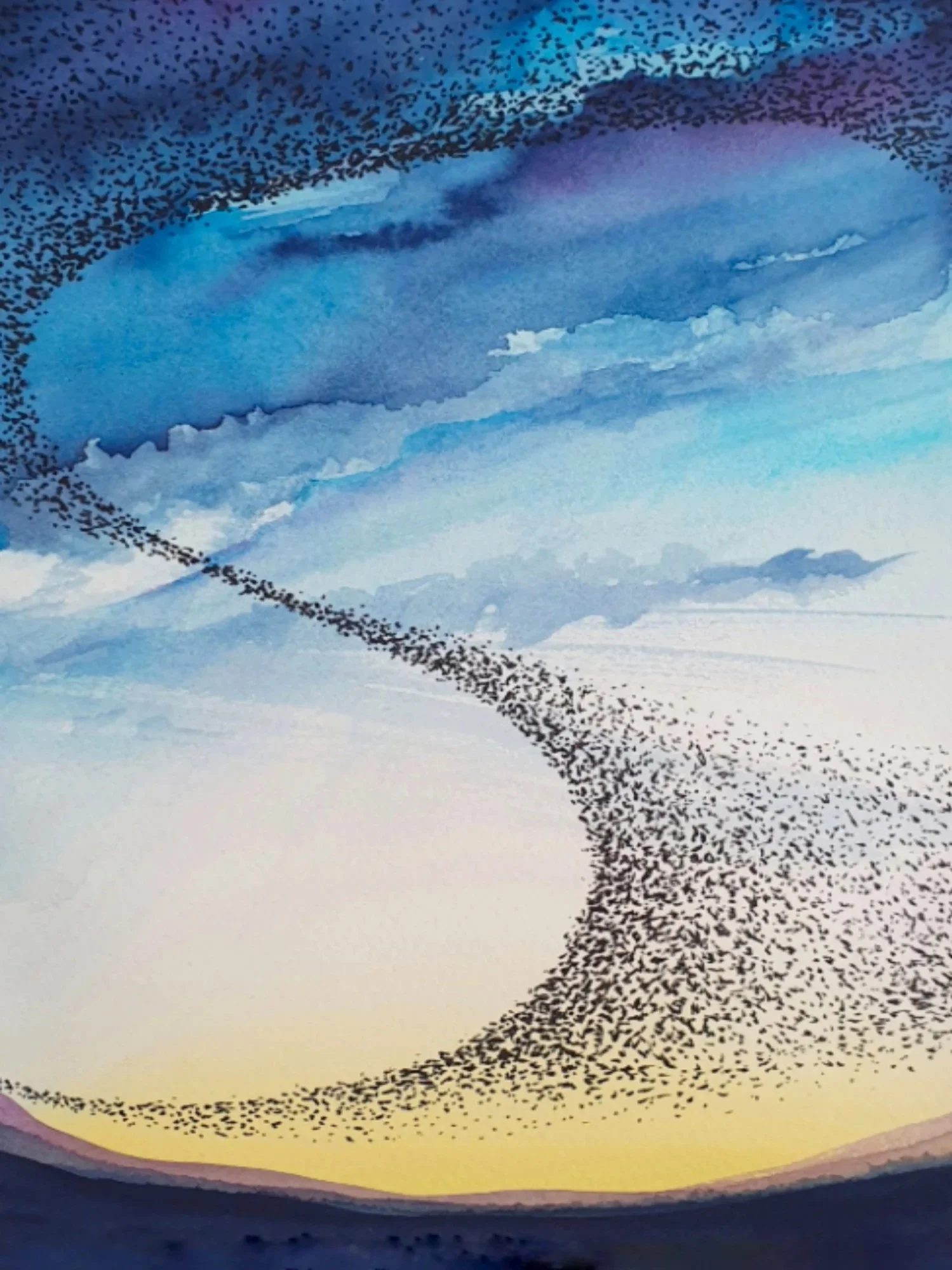 Watercolour Murmuration III