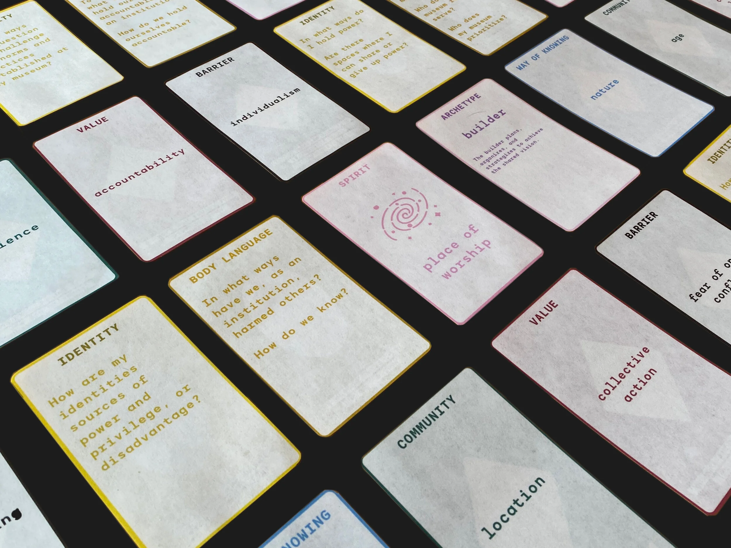 Design to Disrupt card deck with different cards from each category shown.