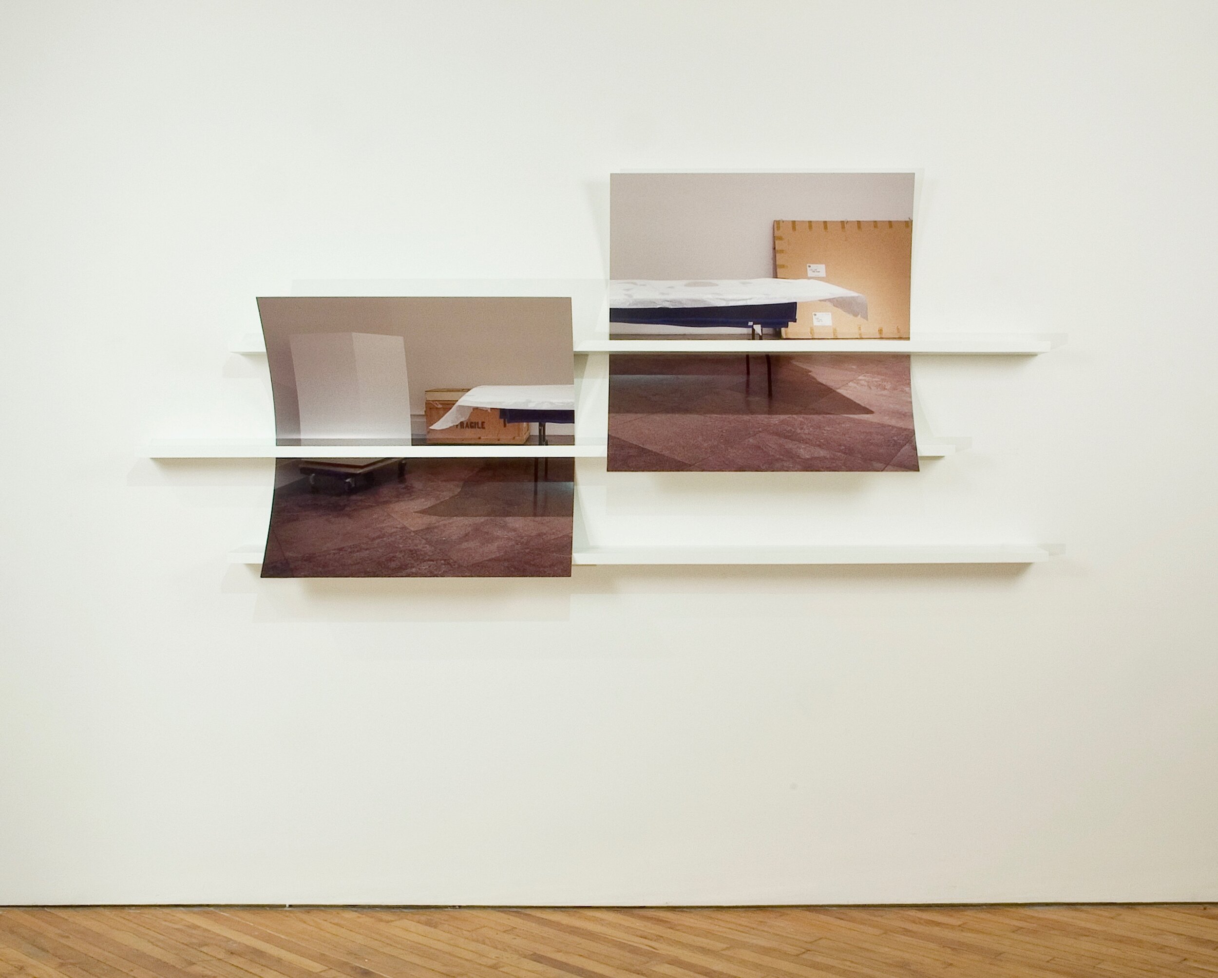 slip.
laminated Corian, curled colour prints
48": 100": 14"