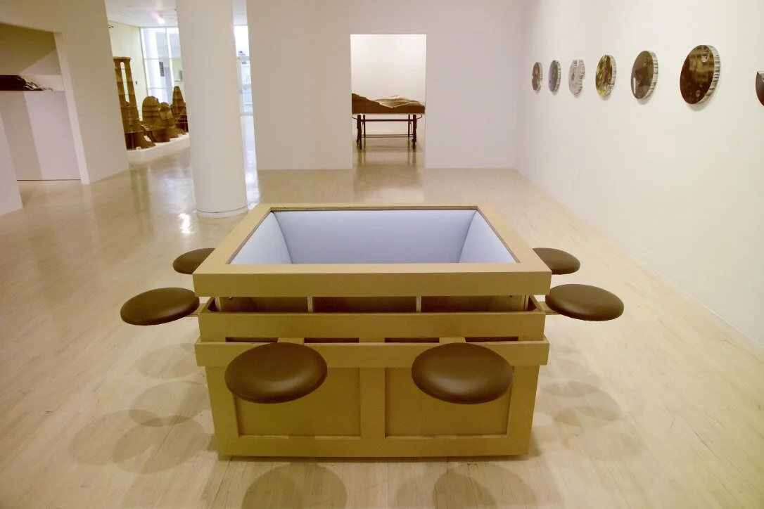 Manifest 2 of 4. (8 seater)
wood, upholstery. 33":22": 69"