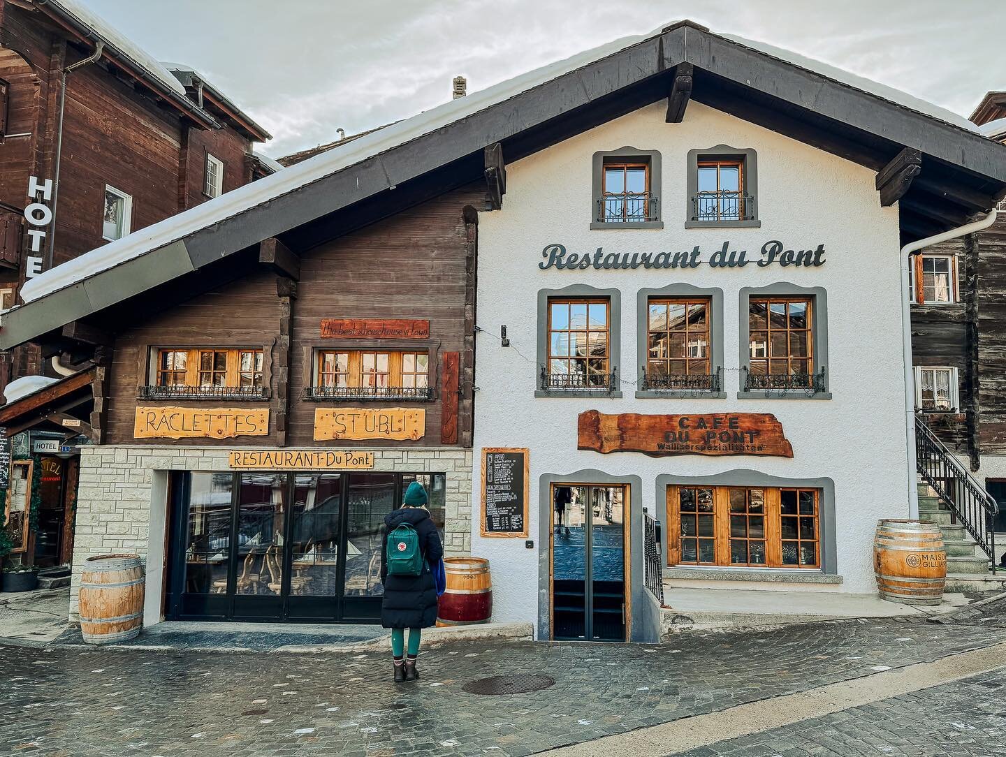 Taking in Village life in Zermatt 🏔️ 🫕 

A valley filled with Swiss Chalets, cobbled streets and restaurants serving locally produced Swiss cuisine - Zermatt village is like something straight out of a story book. 

The restaurants really are what 