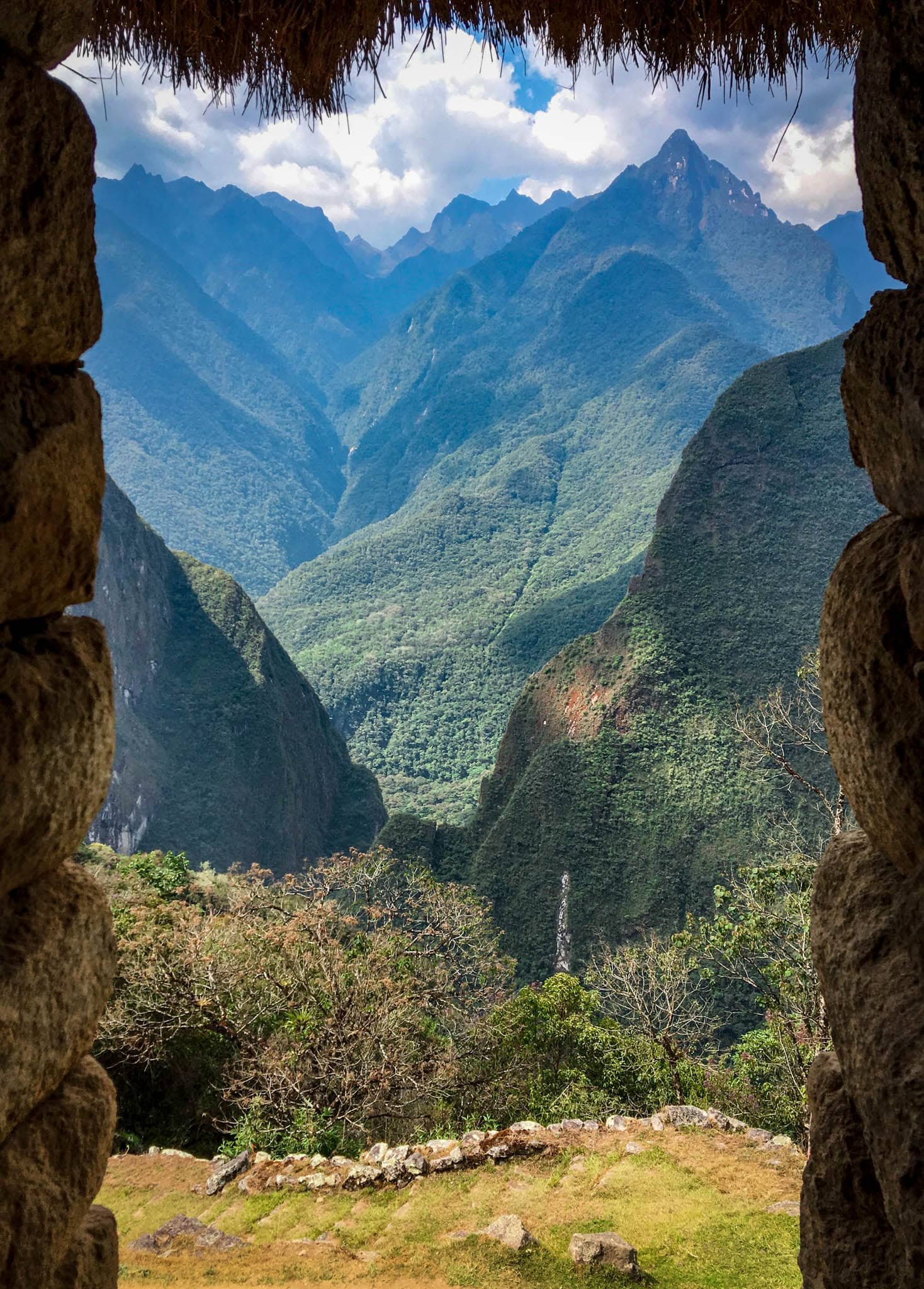 View from an Incan house at Machu Picchu