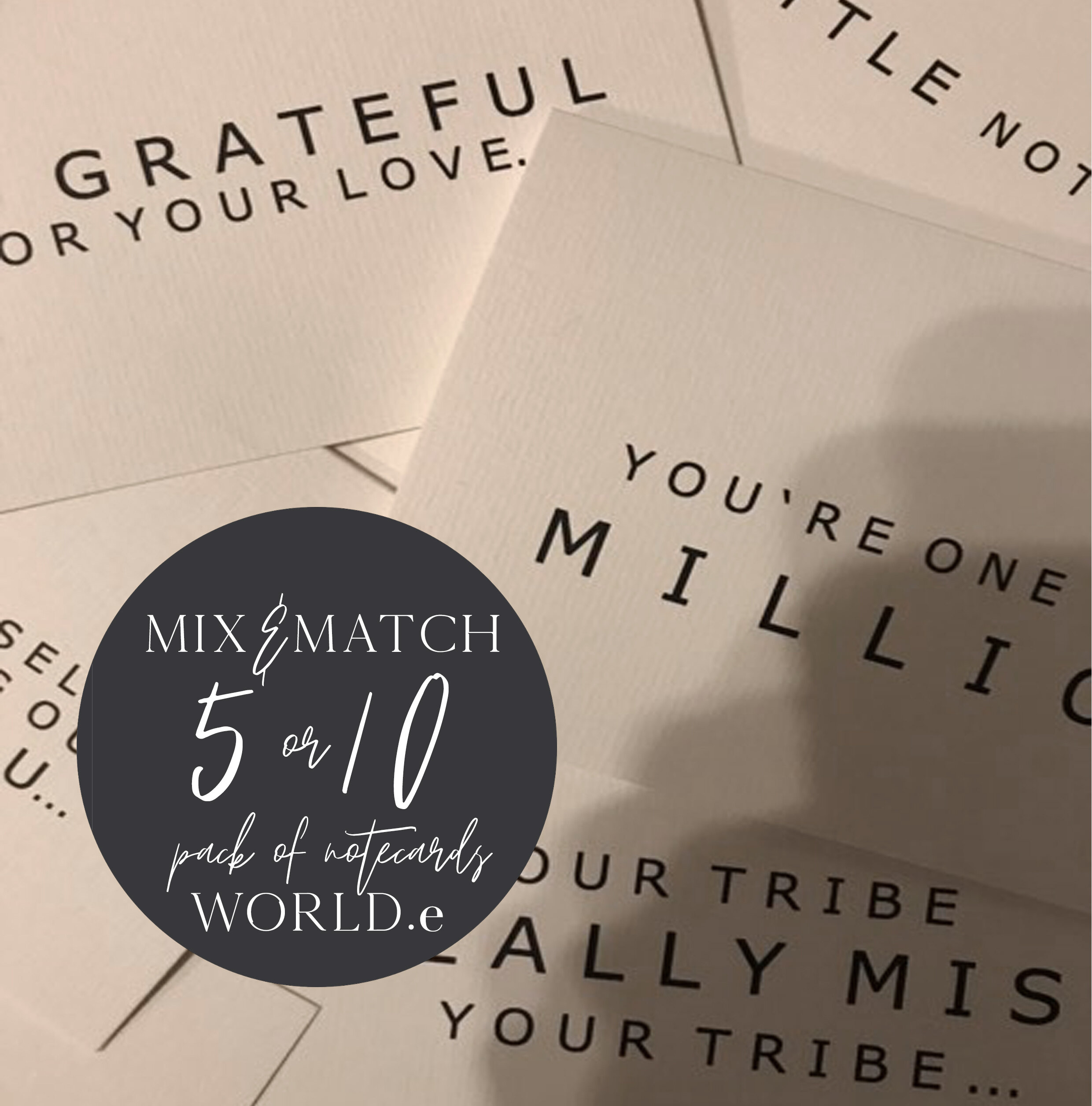 Mixed pack of A6 notecards - bold font