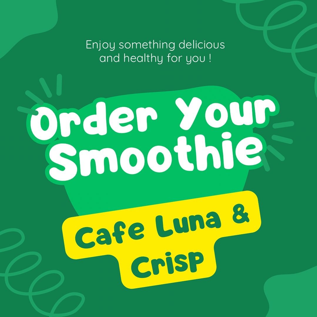 Friday is smoothie day! Treat yourself to a refreshing smoothie from Caf&eacute; Luna. You can order in person at Crisp. There is a sign up sheet at the front desk. You can also email if that is easier. All smoothies are nine dollars and you can choo