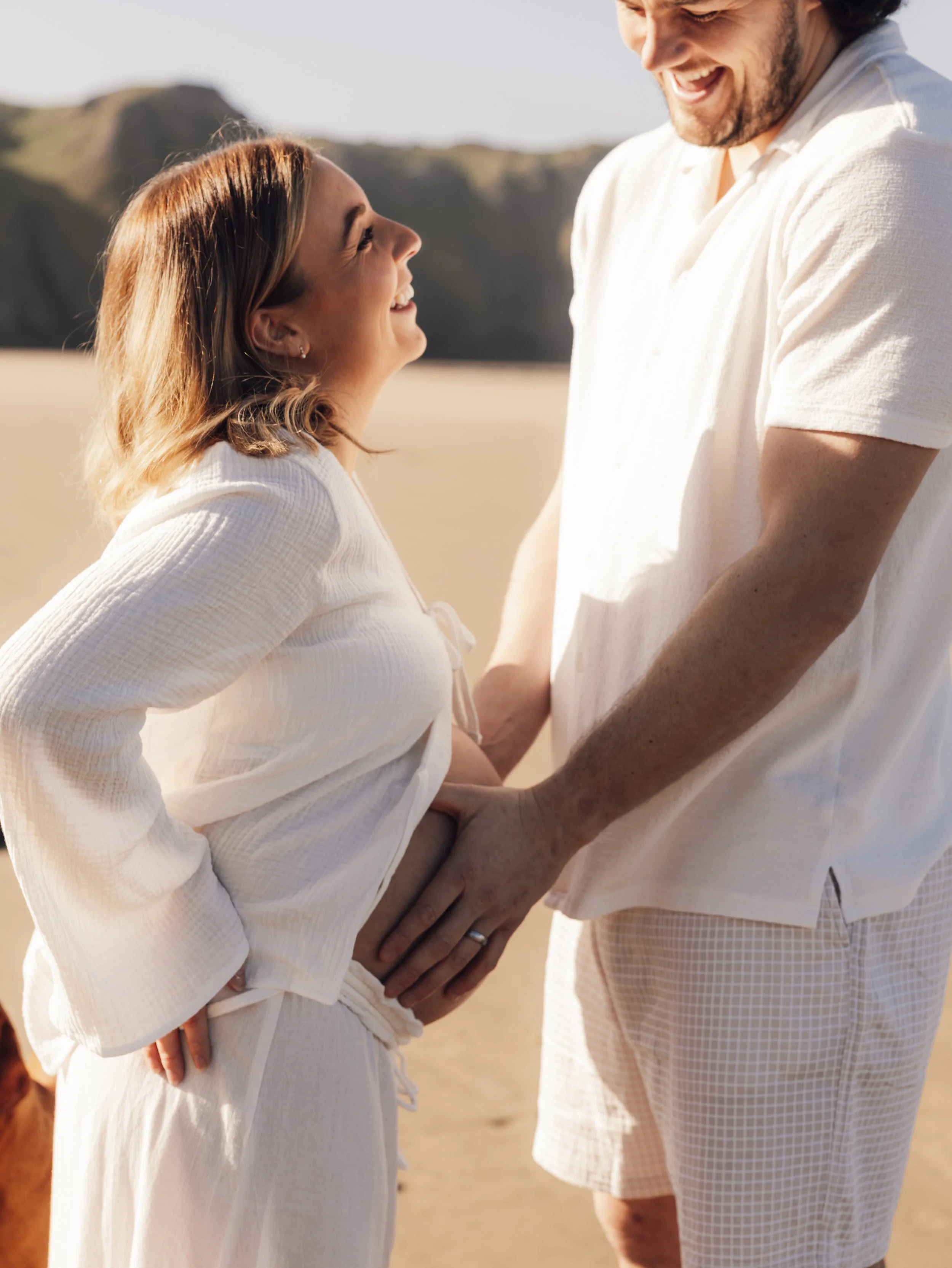 Beach Maternity Photos in South Wales: A Natural, Relaxed Session with Your Dog