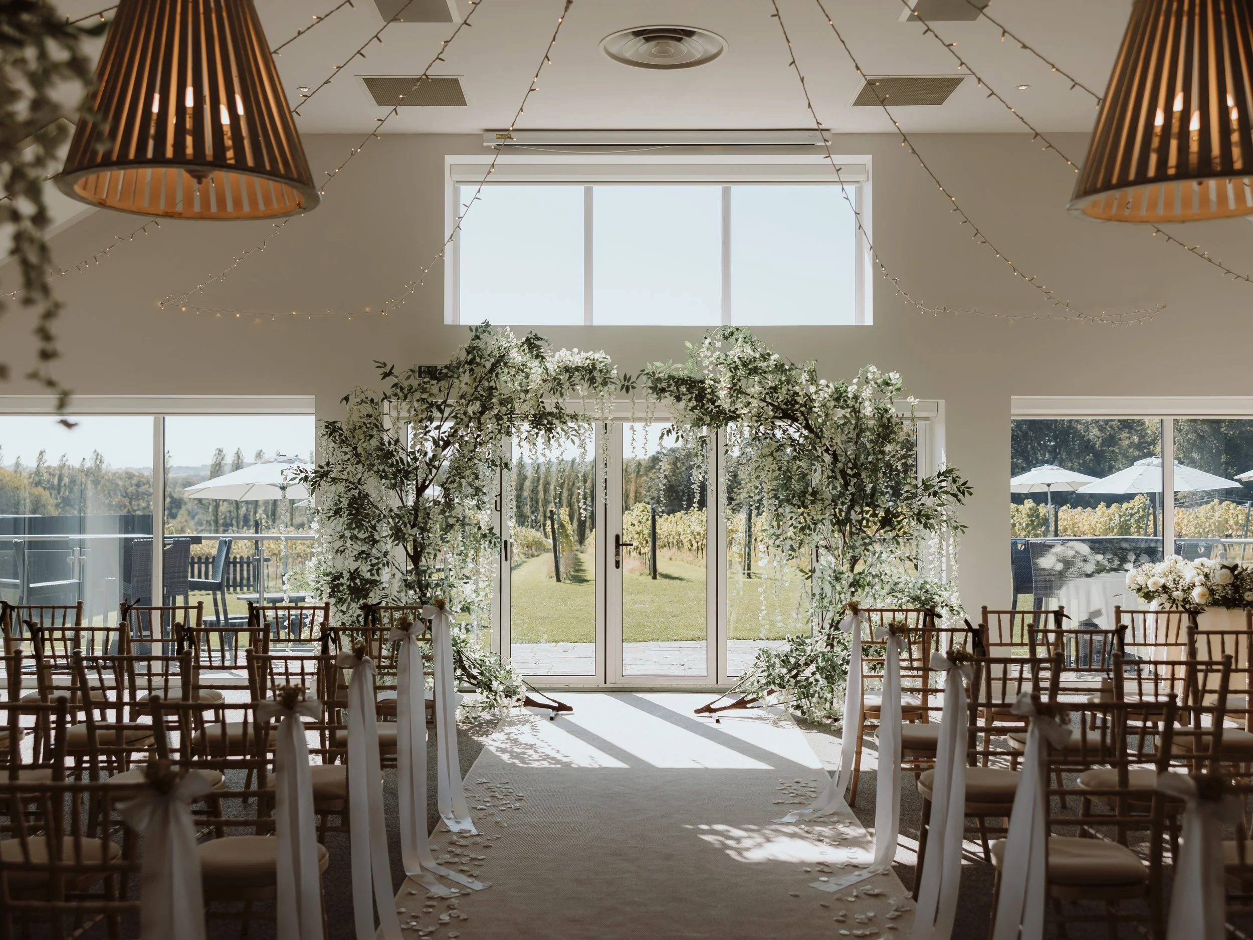 A stunning ceremony room at llanerch vineyard in south Wales.