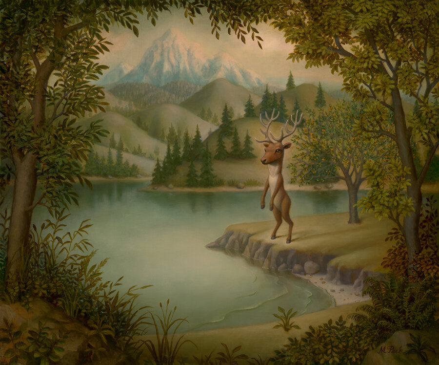 Landscape with Standing Deer