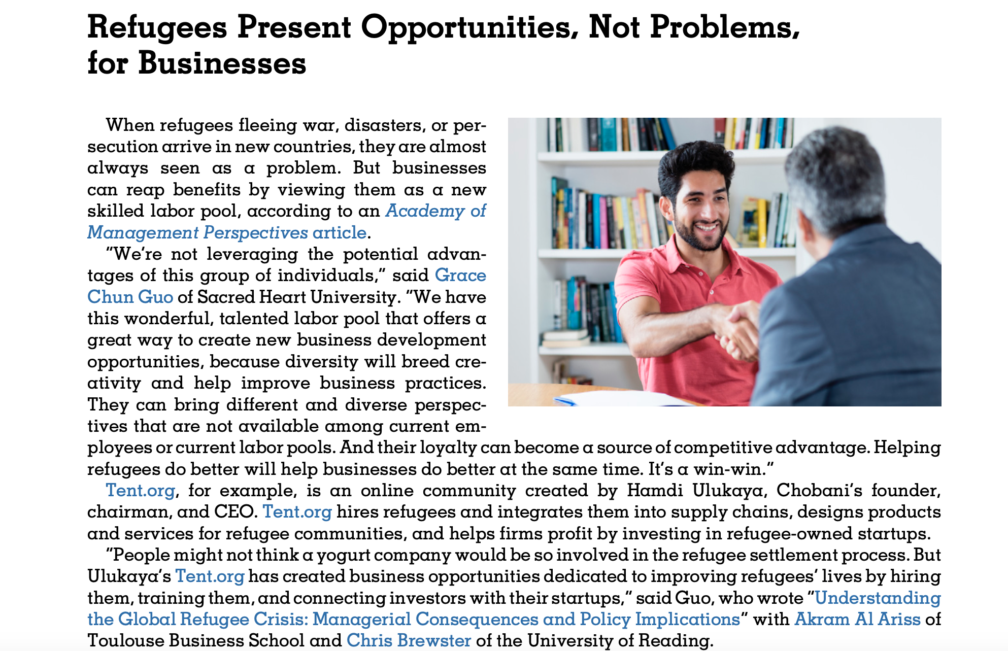 AOM Insights Interview: Refugees Present Opportunities, not problems, for business.