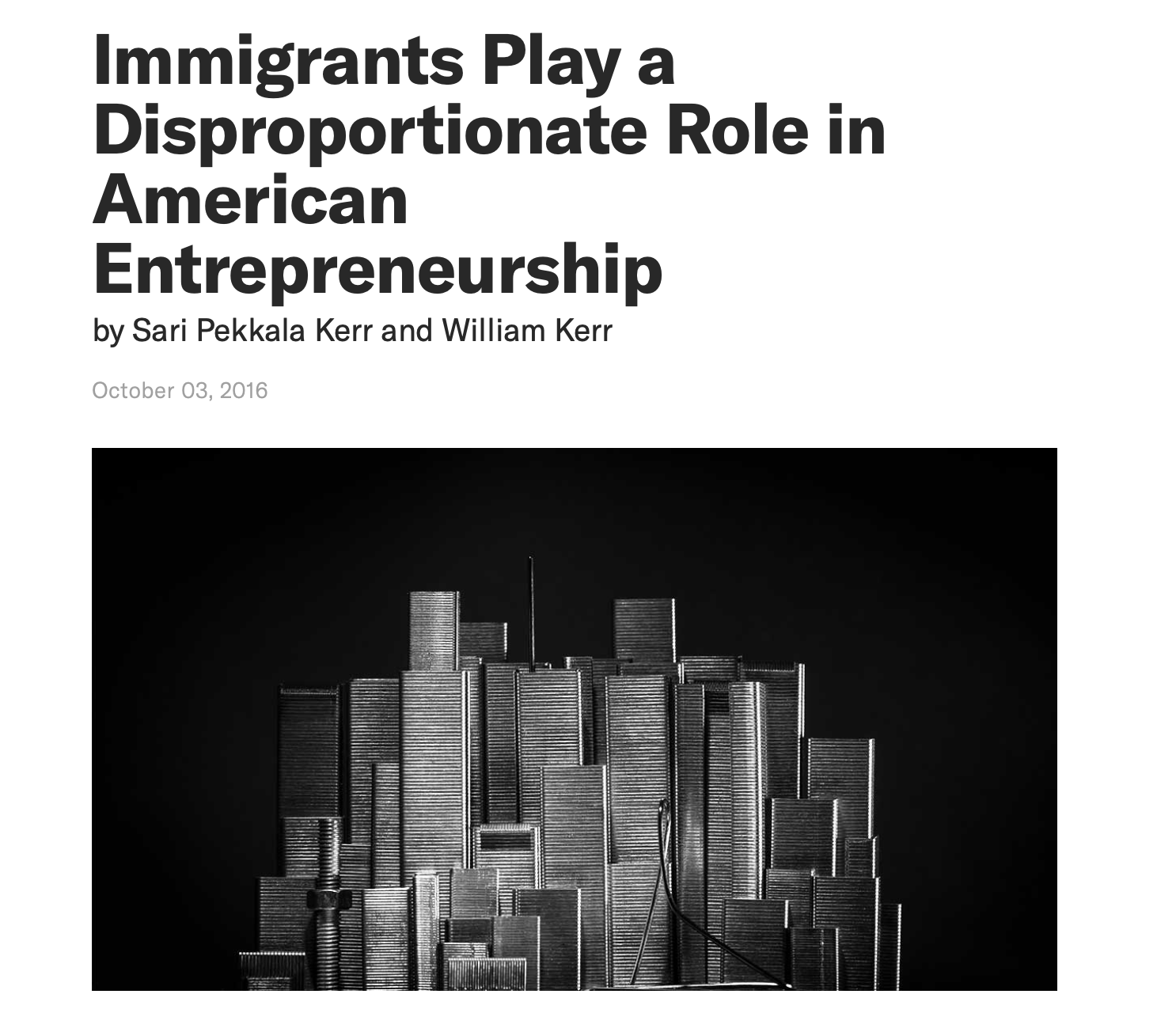 Immigrants play a disproportionate role in American entrepreneurship