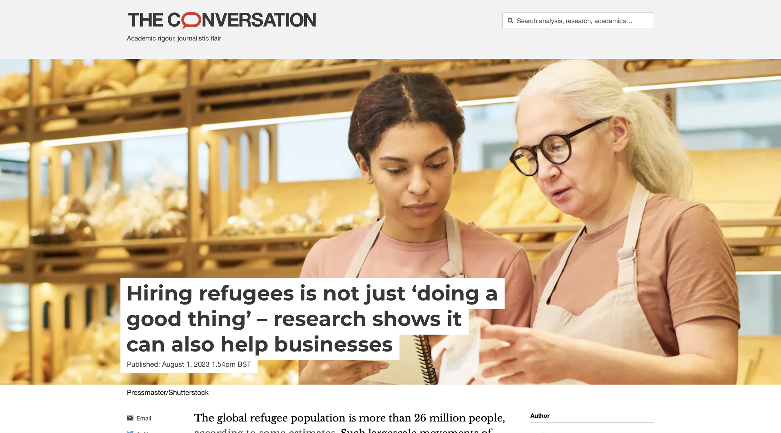 Hiring refugees is not just ‘doing a good thing’ – research shows it can also help&nbsp;businesses