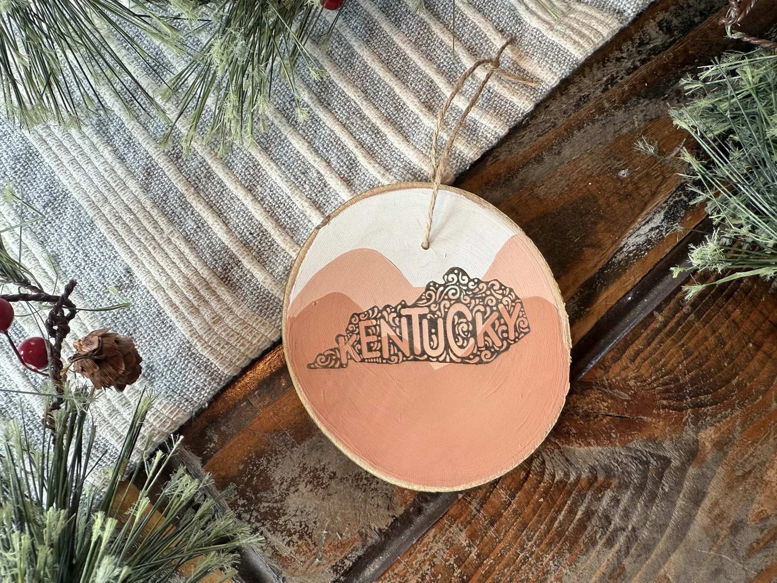 Kentucky Hand Painted Engraved Ornament- MULTIPLE COLORS
